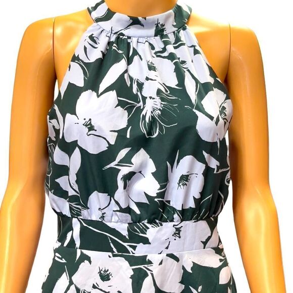 1901 Blue and Green Floral Halter Tie Back Dress Size 4 - Picture 5 of 16